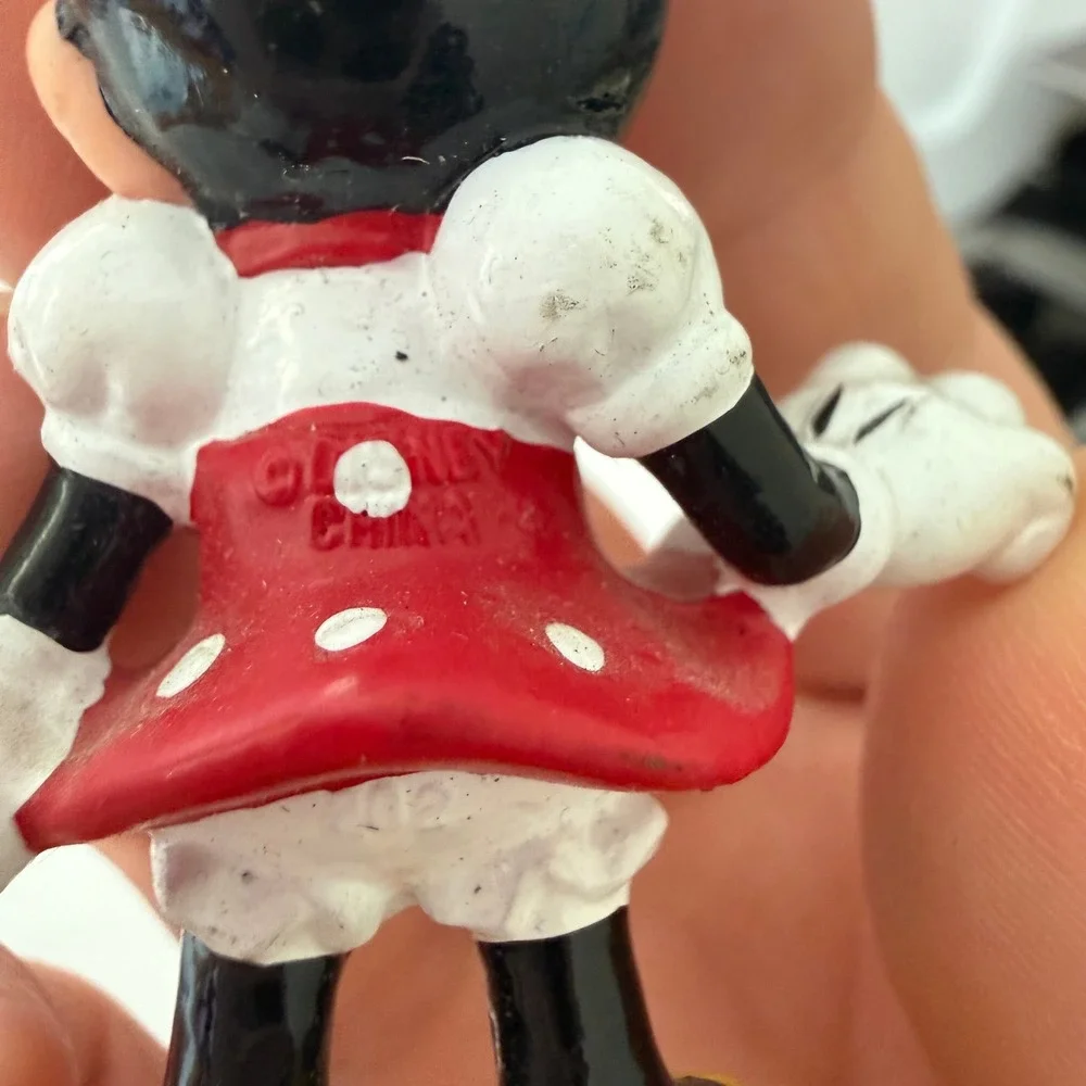 Vintage‎ Disney Minnie Mouse PVC Figure Red Polka Dot Dress Collectible 2.75